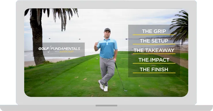 Renovation Golf video instruction on a laptop